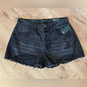 Wild Fable High-Rise Distressed Black Denim Shorts Size 12 NWT